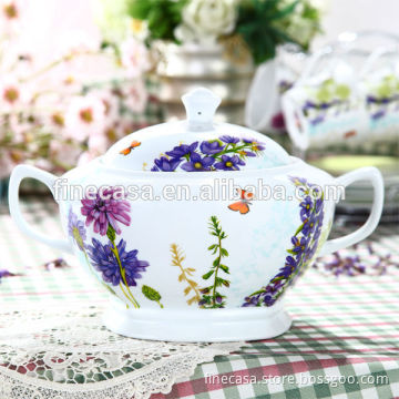 2500CC Elegant Hyper White Porcelain Square Tureen